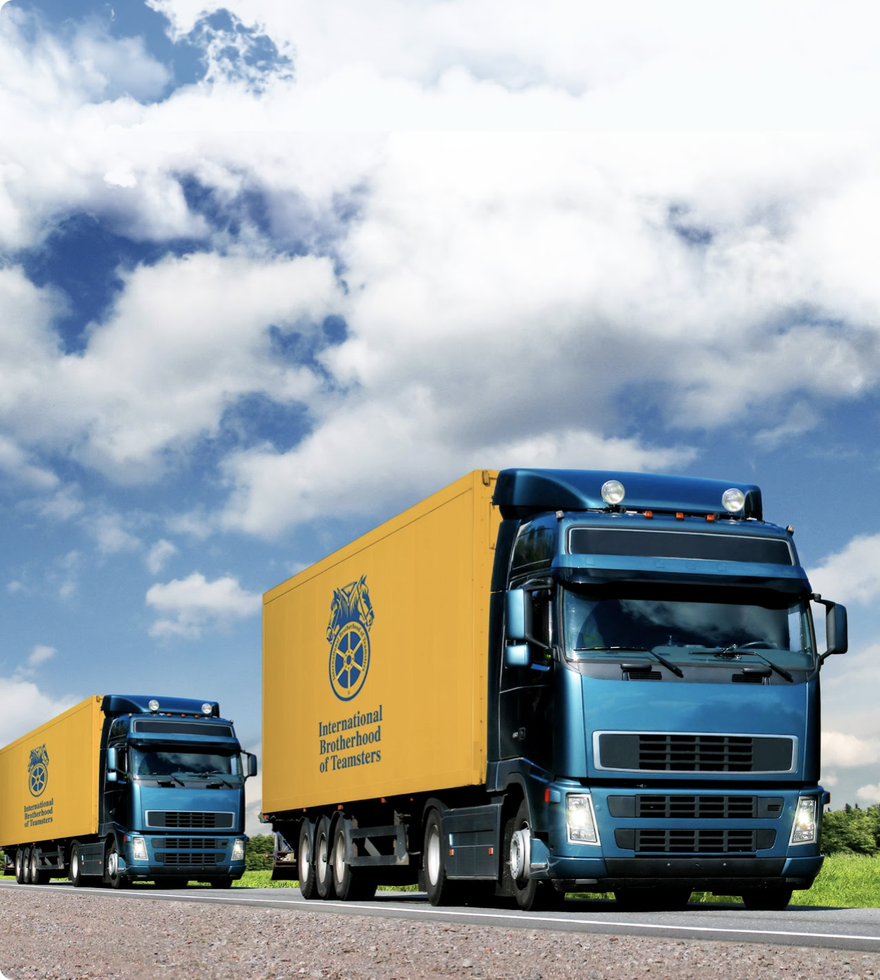 International Brotherhood of Teamsters trucks driving on the road