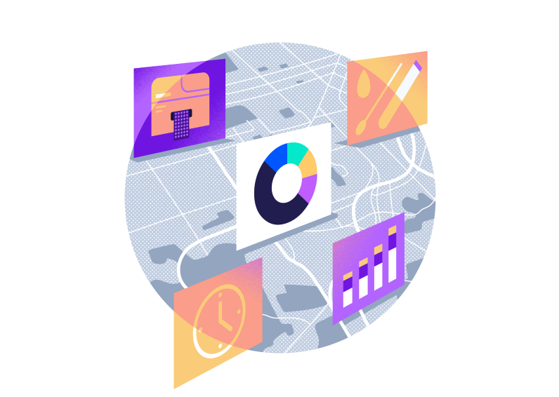 Illustrations representing the COVID-19 testing process