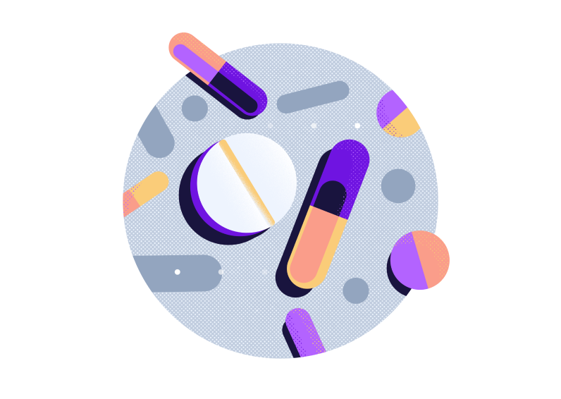 Illustration of various types of pills