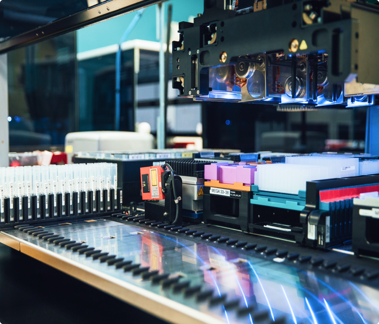Machinery in a COVID-19 testing lab