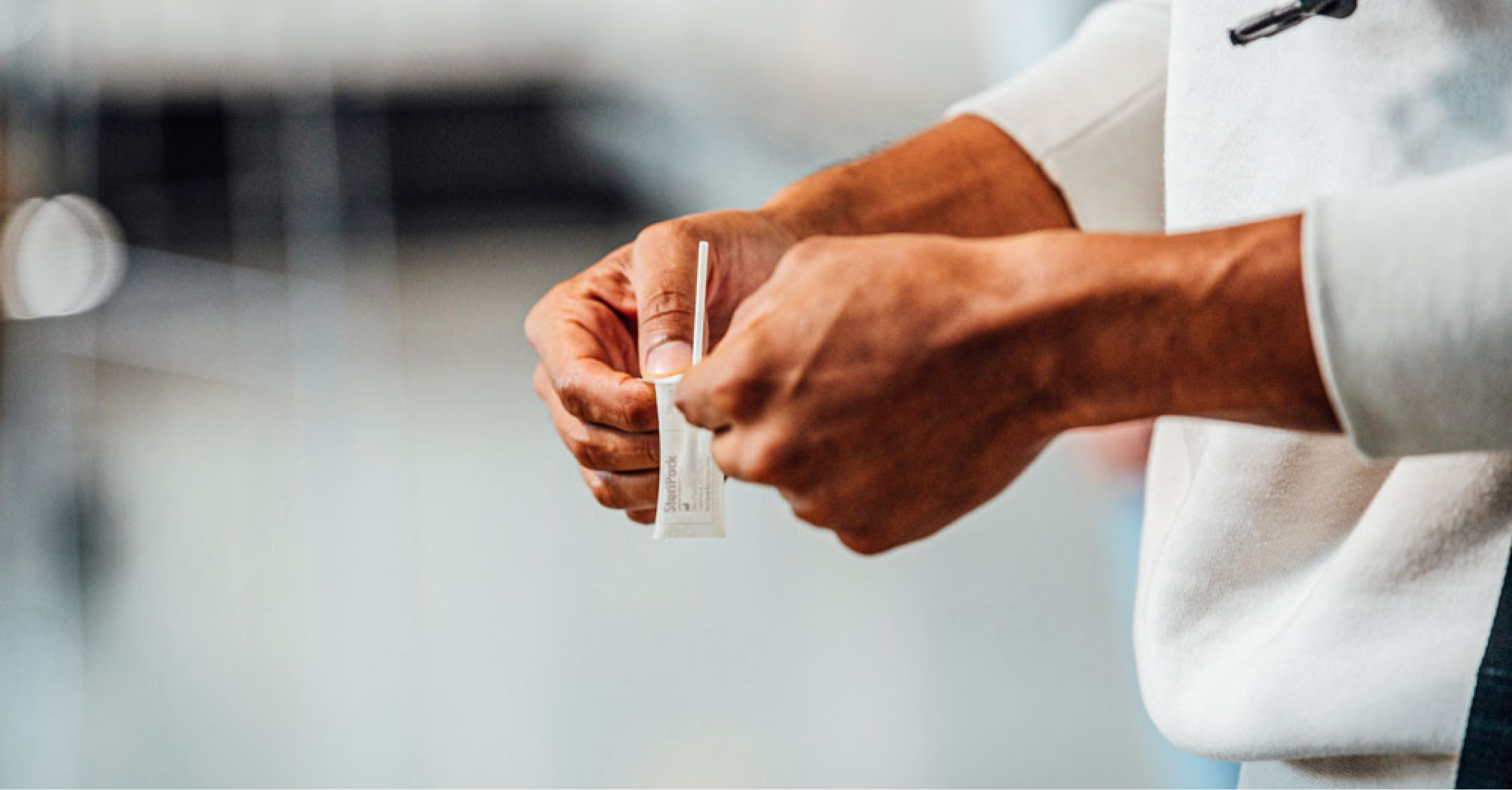 Video thumbnail of someone opening a self-swab package