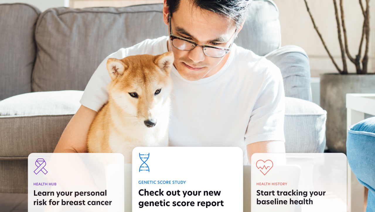 Man with glasses hugging a Shiba Inu dog