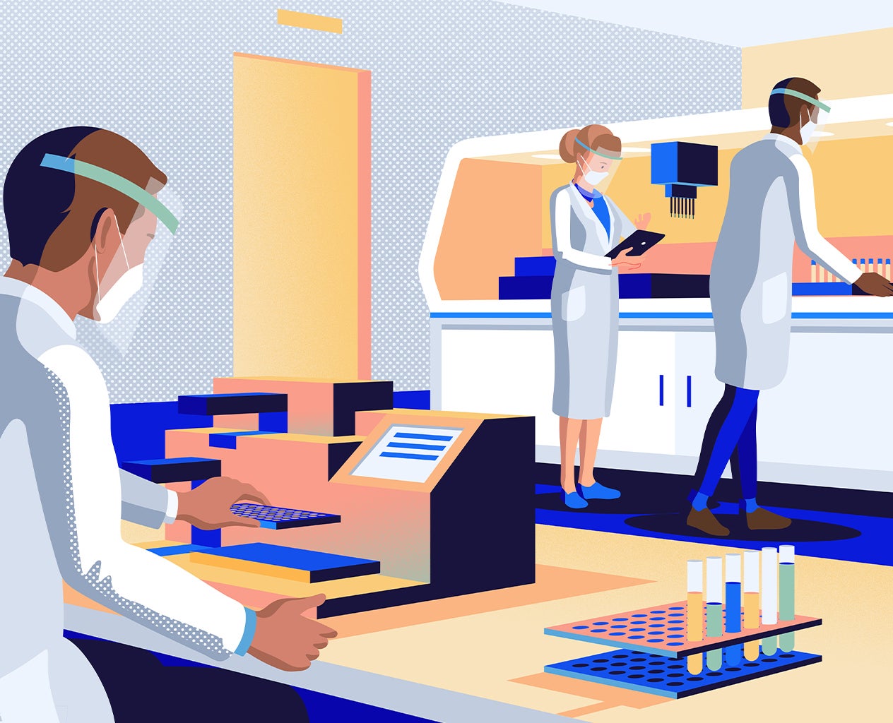 Illustration of Doctors with Coats in a Lab