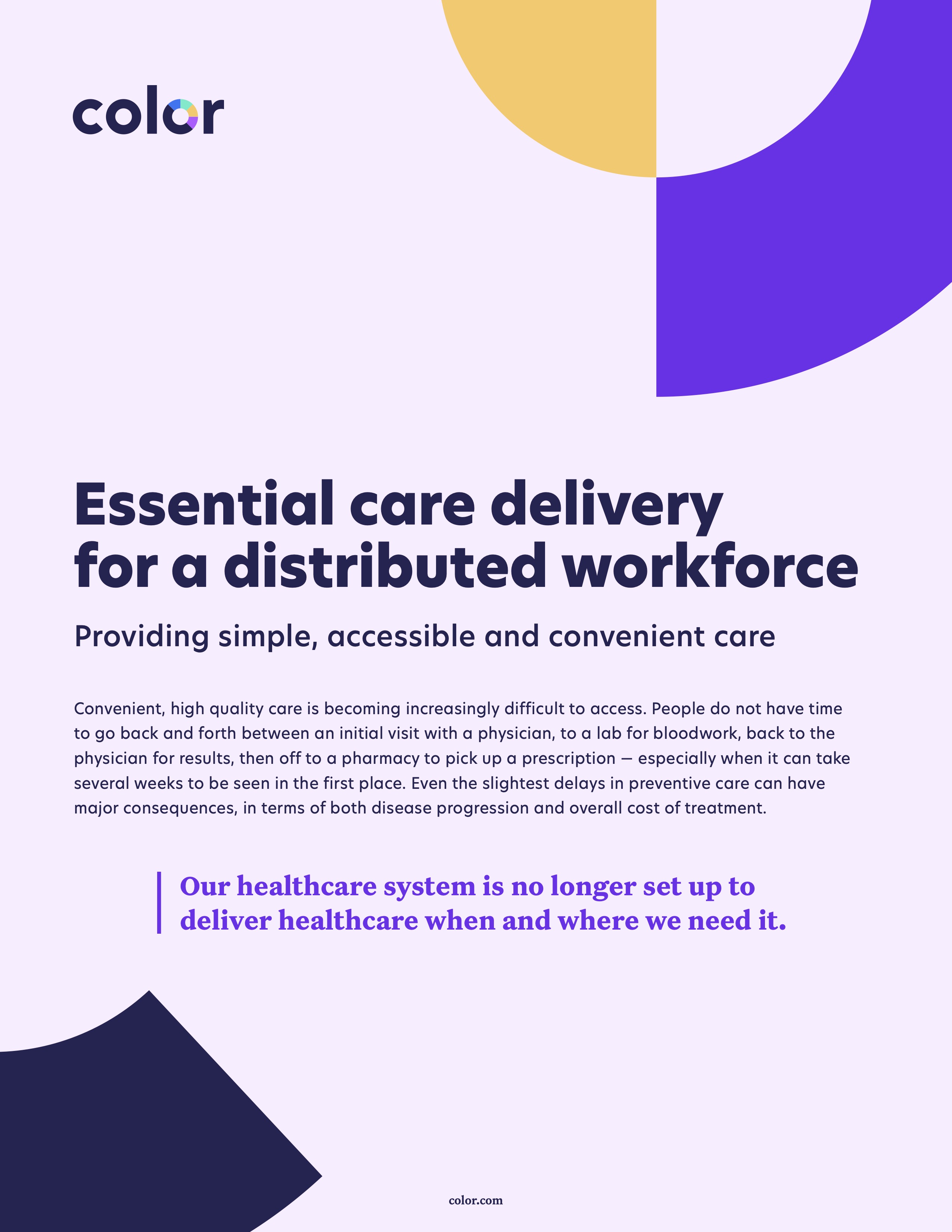 Modern, preventive care for a distributed workforce Color Health, Inc.