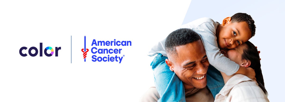 Photo of family alongside logos of Color Health and American Cancer Society